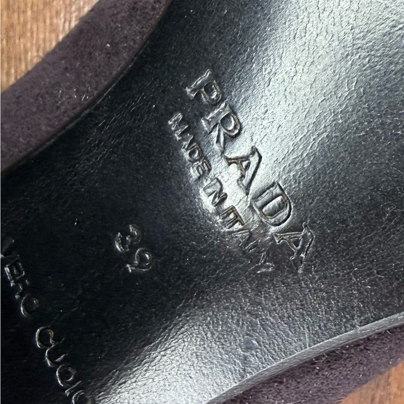 Prada Brown Suede Pointed Block Heel Pumps - Picture 9 of 9